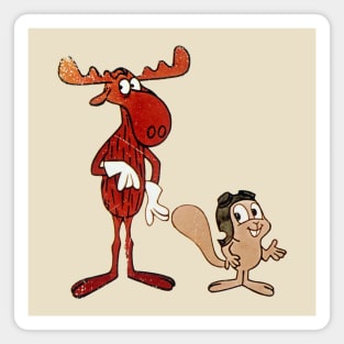 Rocky and Bullwinkle - Authentic Style Distressed Magnet